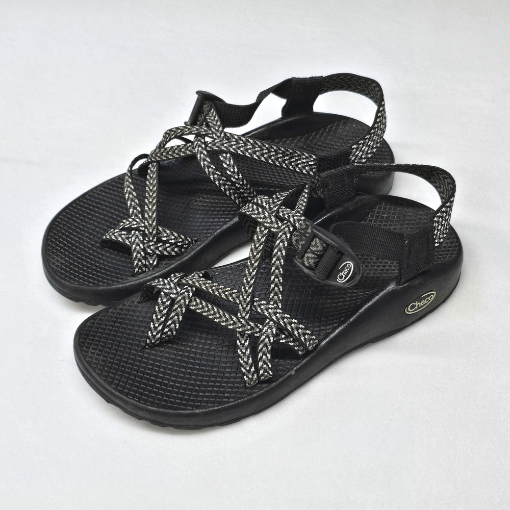 Chaco Z Cloud 2 Sandals Womens 9 Black White Strappy Toe Loop Athletic Hiking